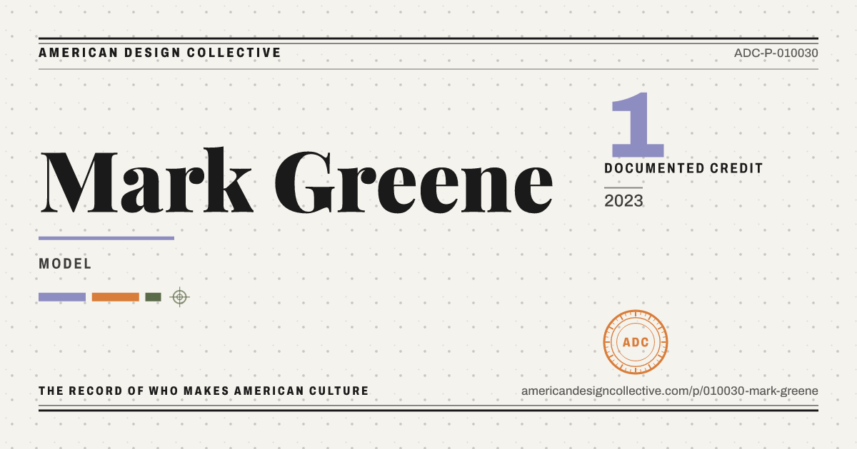 Registry card for Mark Greene: the ADC seal, Mark Greene, and how much is on record.