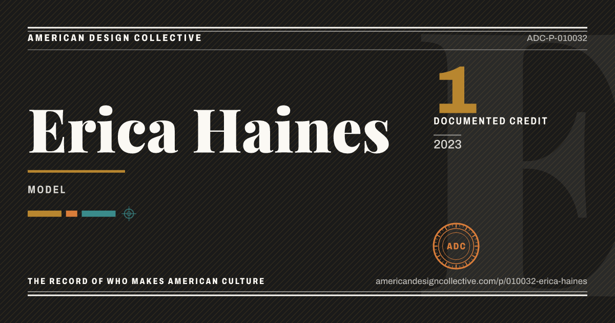 Registry card for Erica Haines: the ADC seal, Erica Haines, and how much is on record.