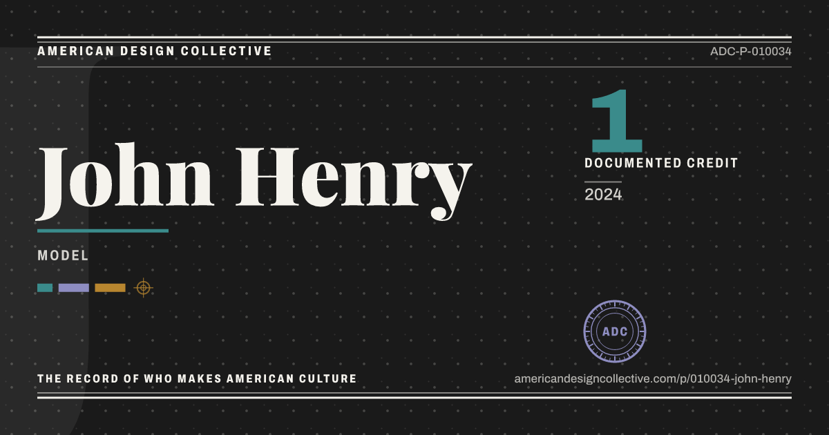 Registry card for John Henry: the ADC seal, John Henry, and how much is on record.