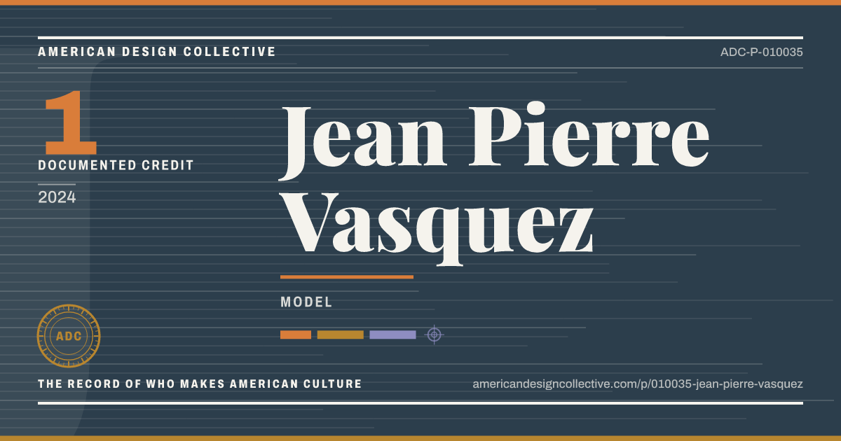 Registry card for Jean Pierre Vasquez: the ADC seal, Jean Pierre Vasquez, and how much is on record.