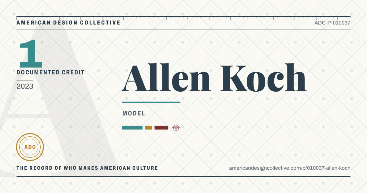 Registry card for Allen Koch: the ADC seal, Allen Koch, and how much is on record.