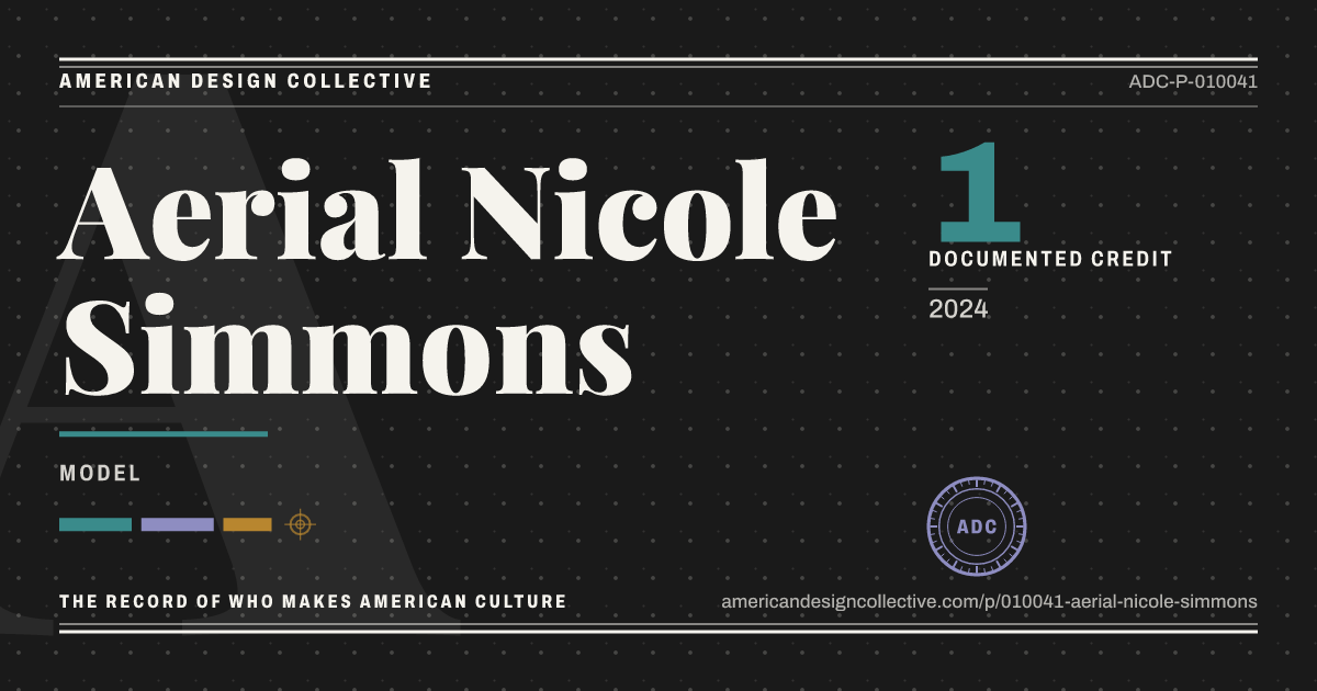 Registry card for Aerial Nicole Simmons: the ADC seal, Aerial Nicole Simmons, and how much is on record.
