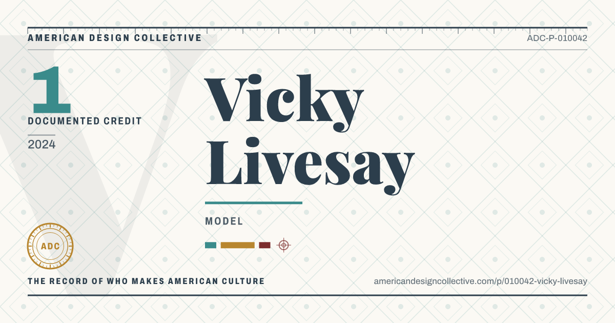 Registry card for Vicky Livesay: the ADC seal, Vicky Livesay, and how much is on record.