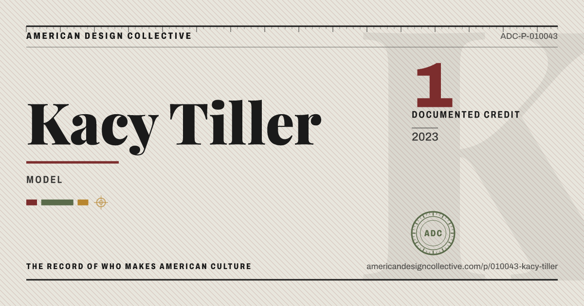 Registry card for Kacy Tiller: the ADC seal, Kacy Tiller, and how much is on record.