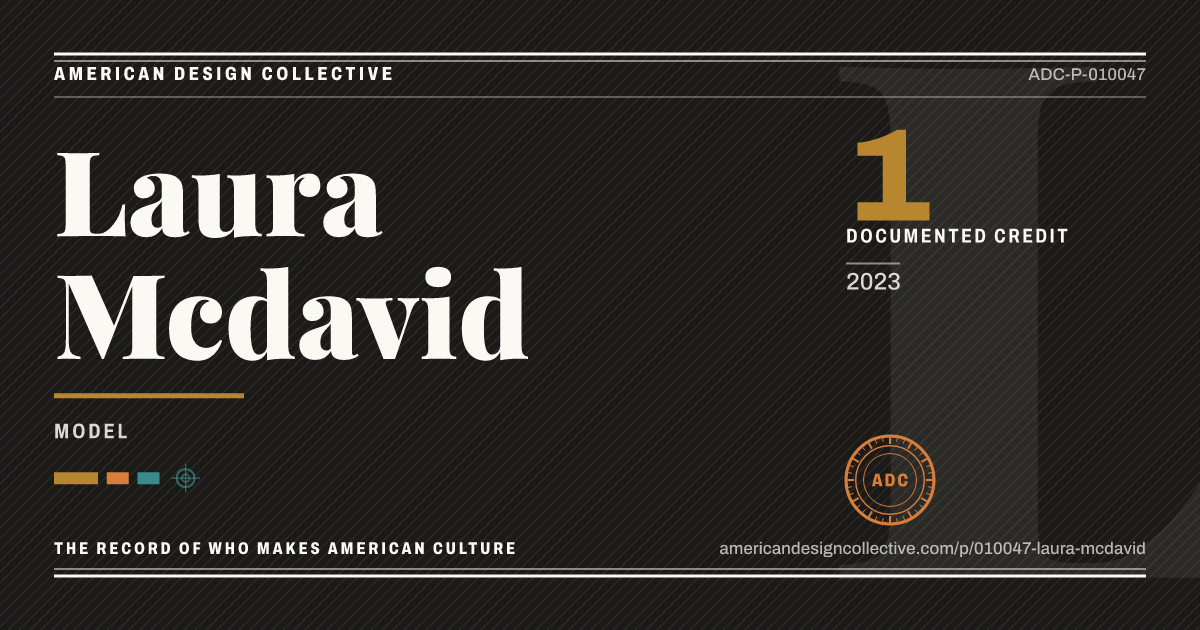 Registry card for Laura Mcdavid: the ADC seal, Laura Mcdavid, and how much is on record.