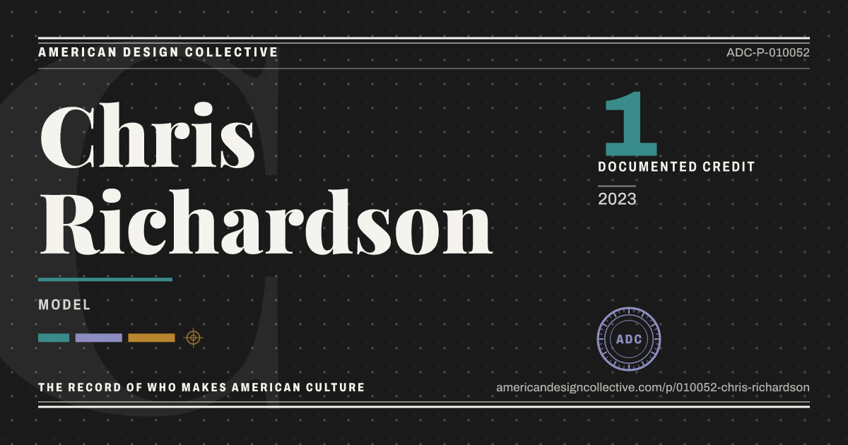 Registry card for Chris Richardson: the ADC seal, Chris Richardson, and how much is on record.