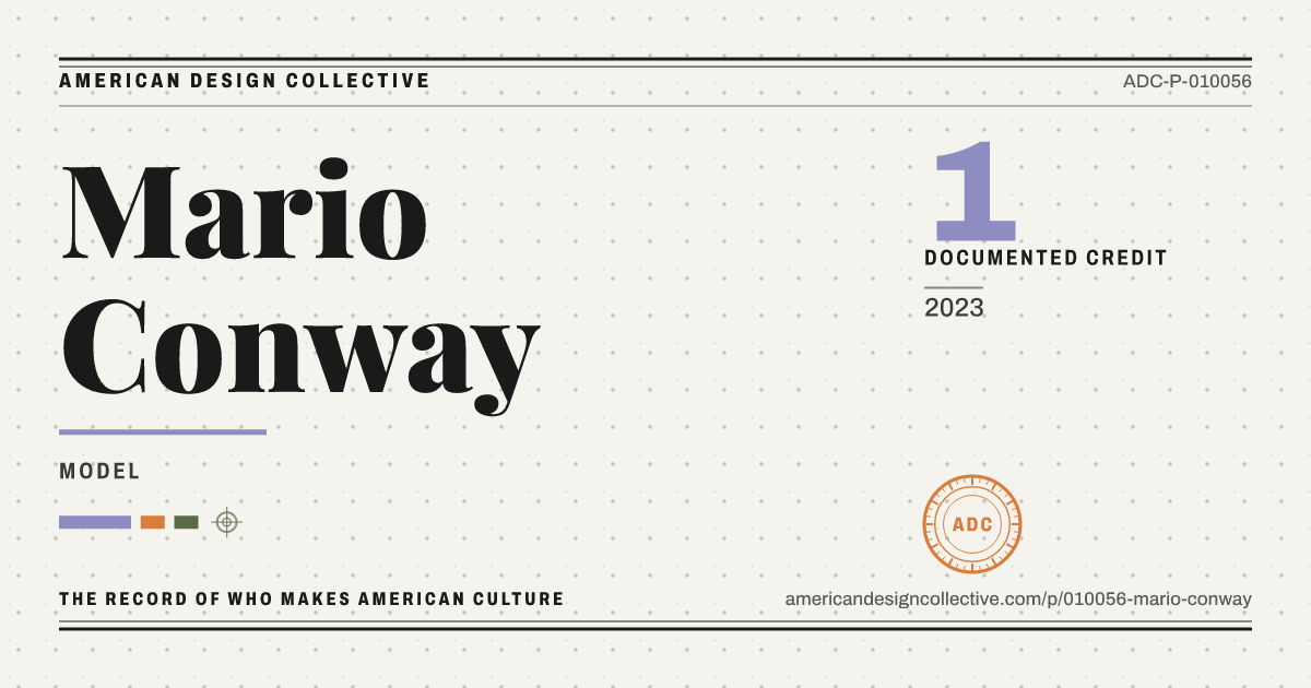 Registry card for Mario Conway: the ADC seal, Mario Conway, and how much is on record.