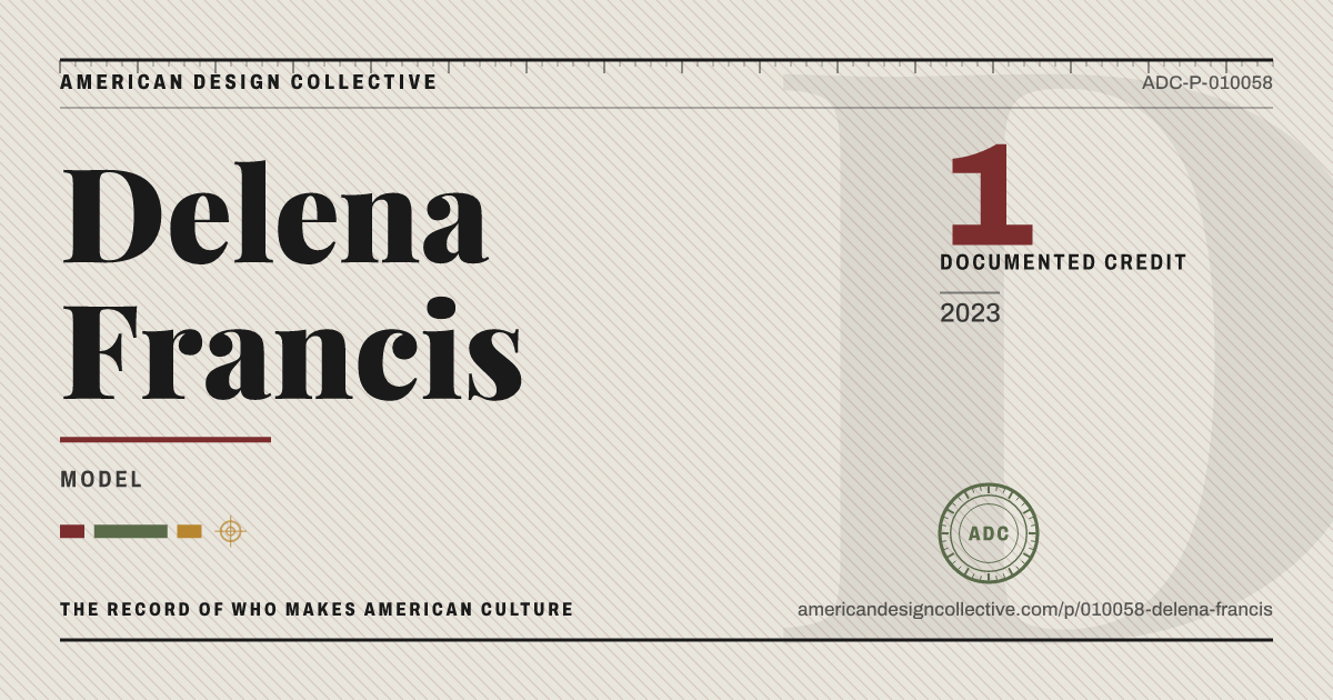 Registry card for Delena Francis: the ADC seal, Delena Francis, and how much is on record.