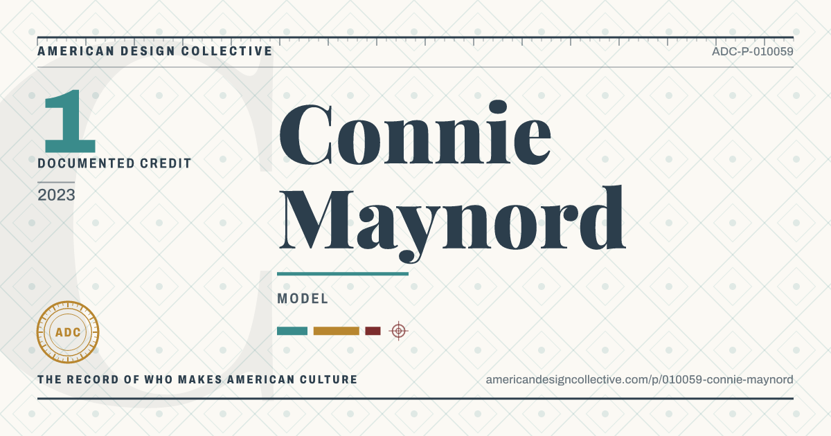 Registry card for Connie Maynord: the ADC seal, Connie Maynord, and how much is on record.
