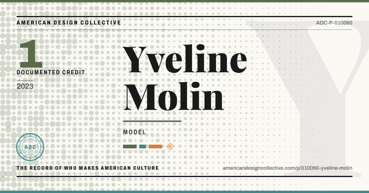 Registry card for Yveline Molin: the ADC seal, Yveline Molin, and how much is on record.
