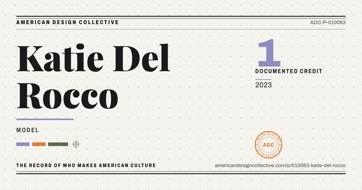 Registry card for Katie Del Rocco: the ADC seal, Katie Del Rocco, and how much is on record.