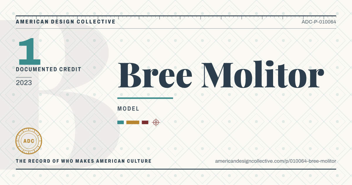 Registry card for Bree Molitor: the ADC seal, Bree Molitor, and how much is on record.