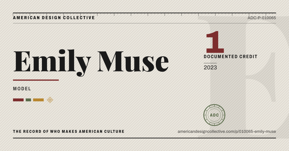 Registry card for Emily Muse: the ADC seal, Emily Muse, and how much is on record.