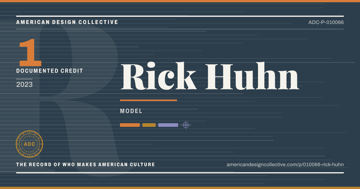 Registry card for Rick Huhn: the ADC seal, Rick Huhn, and how much is on record.