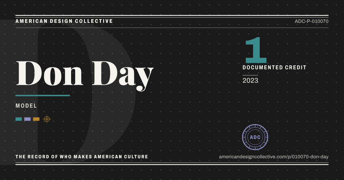 Registry card for Don Day: the ADC seal, Don Day, and how much is on record.