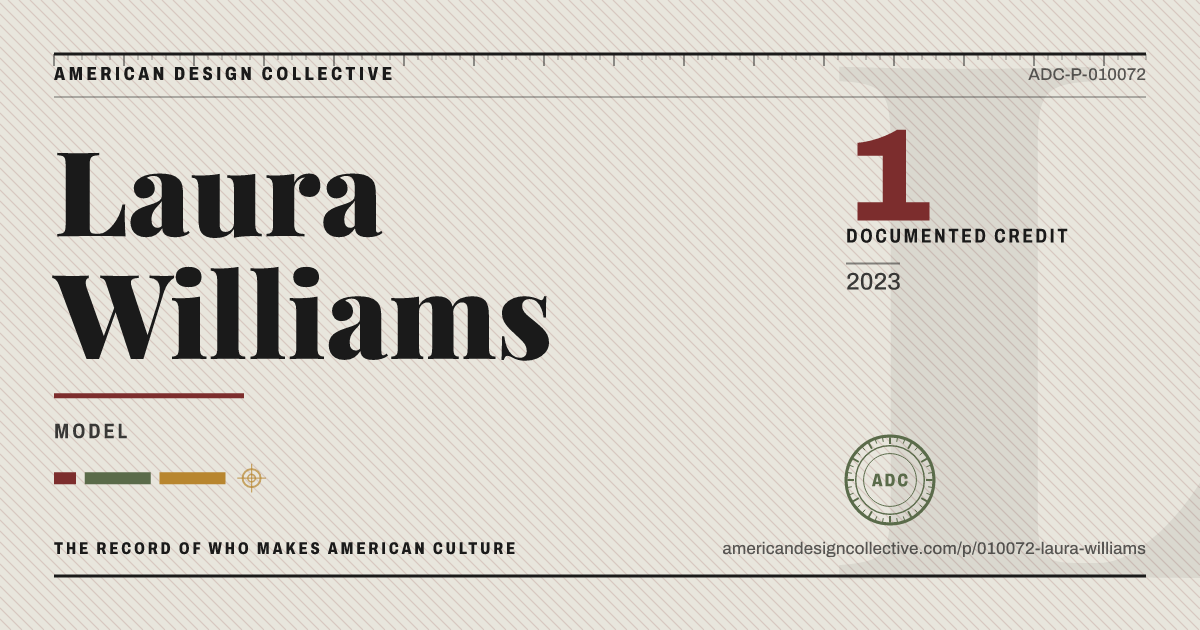 Registry card for Laura Williams: the ADC seal, Laura Williams, and how much is on record.