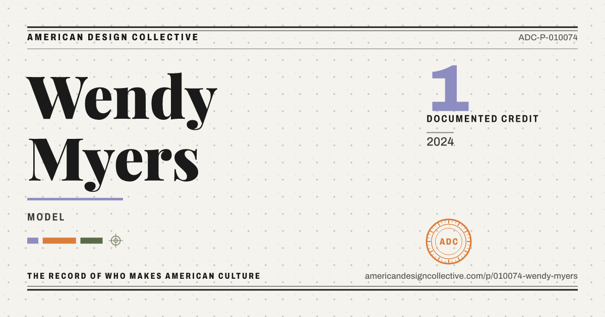 Registry card for Wendy Myers: the ADC seal, Wendy Myers, and how much is on record.