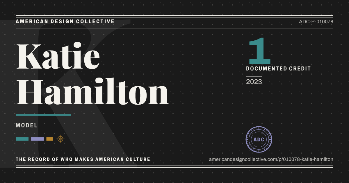 Registry card for Katie Hamilton: the ADC seal, Katie Hamilton, and how much is on record.