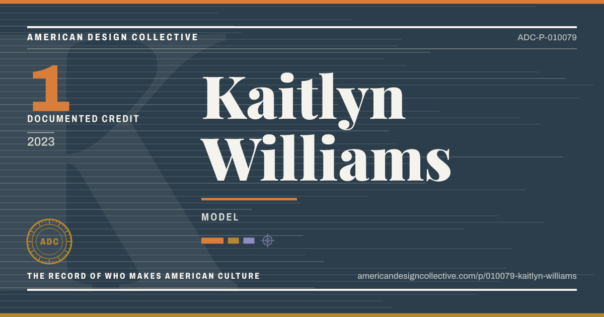 Registry card for Kaitlyn Williams: the ADC seal, Kaitlyn Williams, and how much is on record.