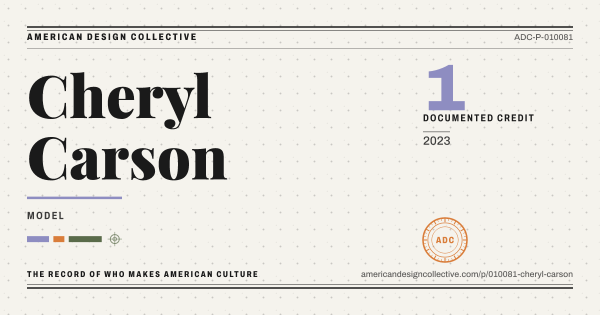 Registry card for Cheryl Carson: the ADC seal, Cheryl Carson, and how much is on record.