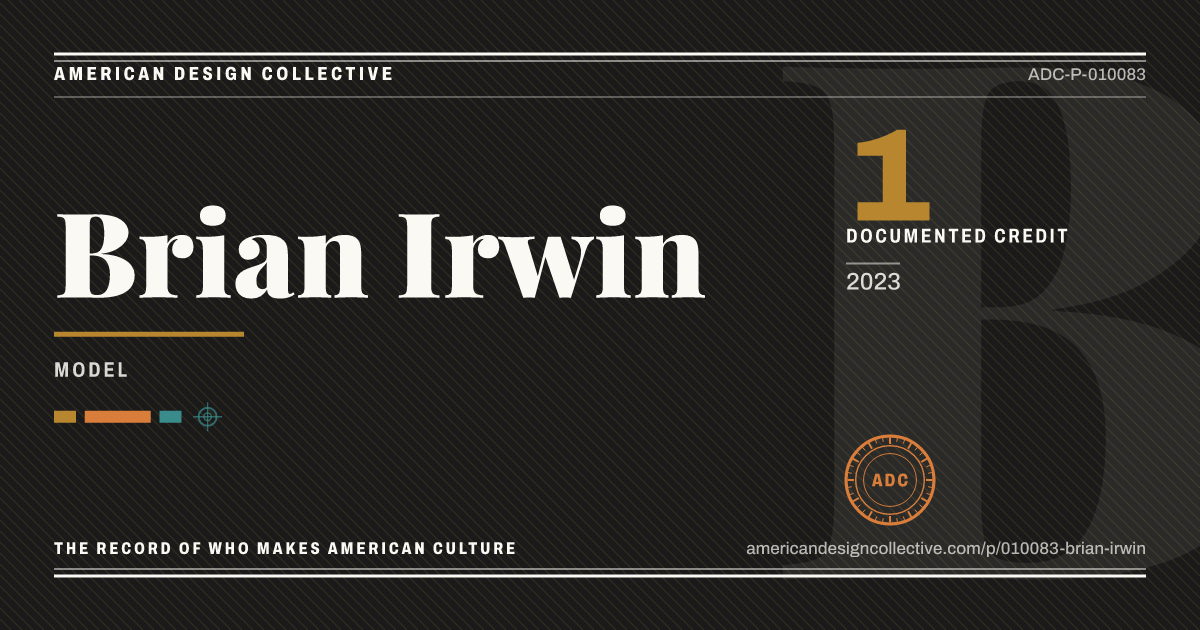Registry card for Brian Irwin: the ADC seal, Brian Irwin, and how much is on record.
