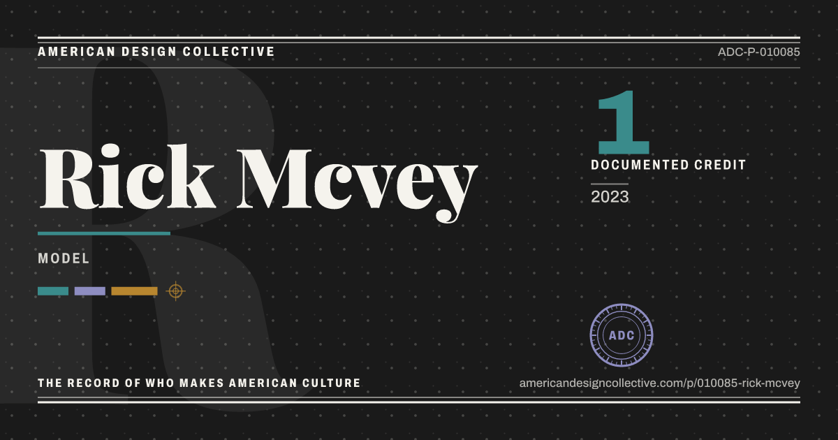 Registry card for Rick Mcvey: the ADC seal, Rick Mcvey, and how much is on record.