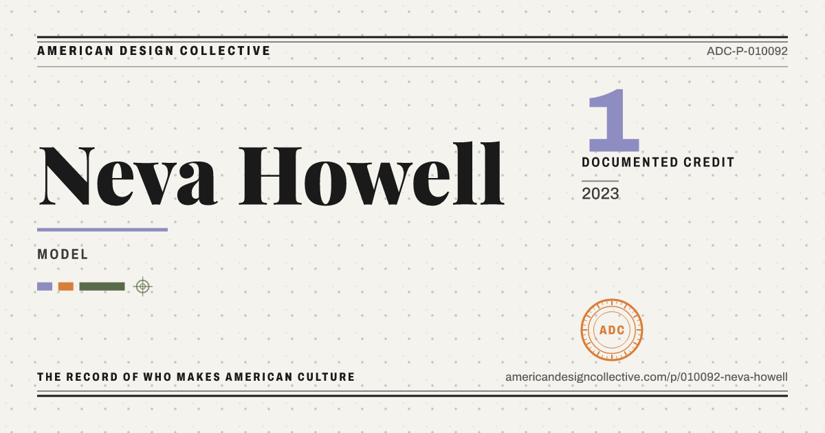 Registry card for Neva Howell: the ADC seal, Neva Howell, and how much is on record.