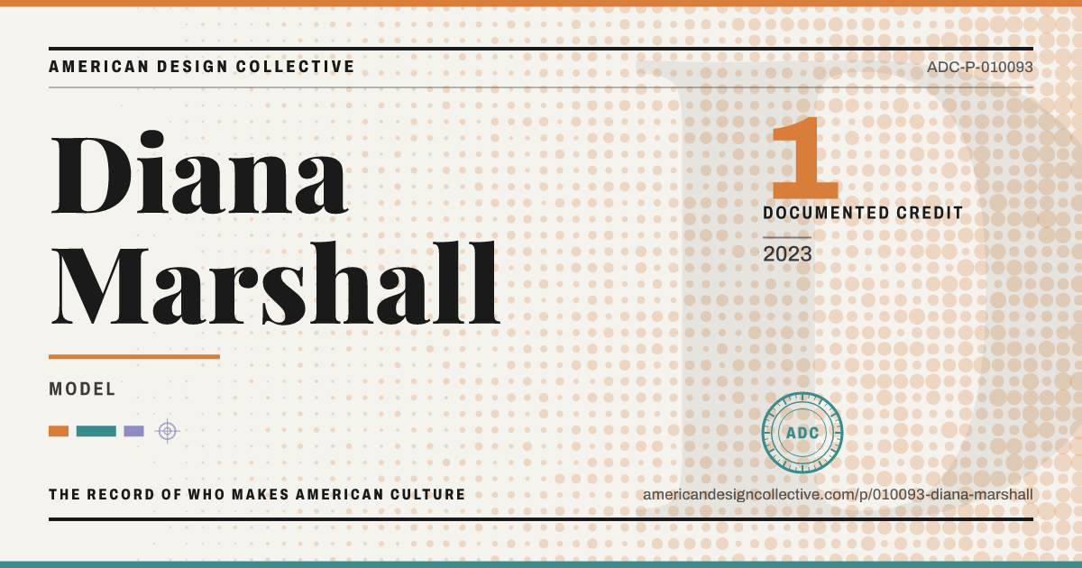 Registry card for Diana Marshall: the ADC seal, Diana Marshall, and how much is on record.