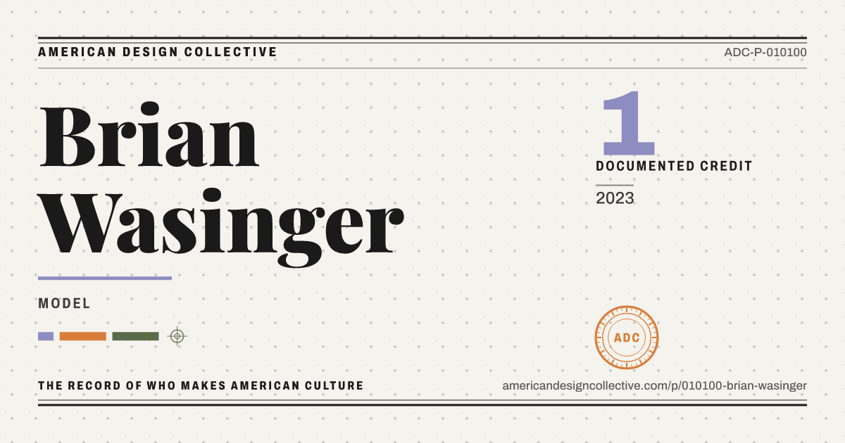 Registry card for Brian Wasinger: the ADC seal, Brian Wasinger, and how much is on record.