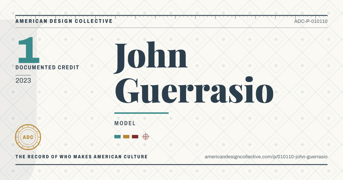 Registry card for John Guerrasio: the ADC seal, John Guerrasio, and how much is on record.