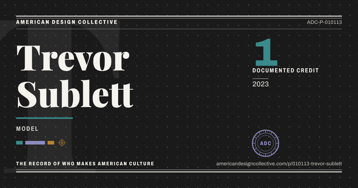 Registry card for Trevor Sublett: the ADC seal, Trevor Sublett, and how much is on record.