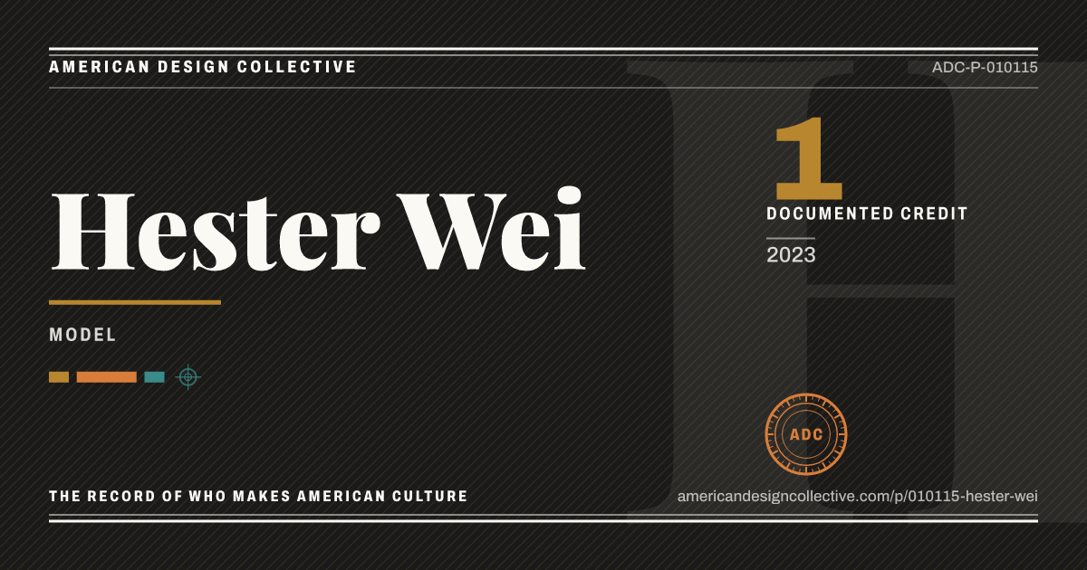 Registry card for Hester Wei: the ADC seal, Hester Wei, and how much is on record.