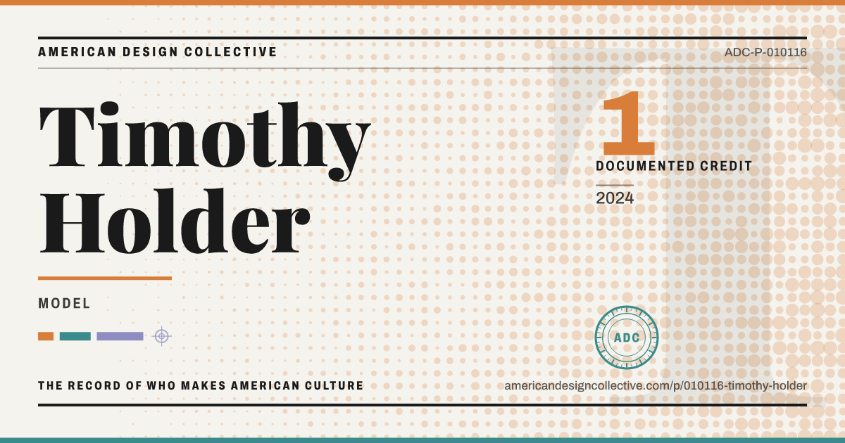Registry card for Timothy Holder: the ADC seal, Timothy Holder, and how much is on record.