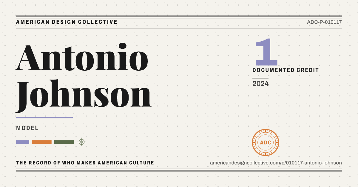 Registry card for Antonio Johnson: the ADC seal, Antonio Johnson, and how much is on record.
