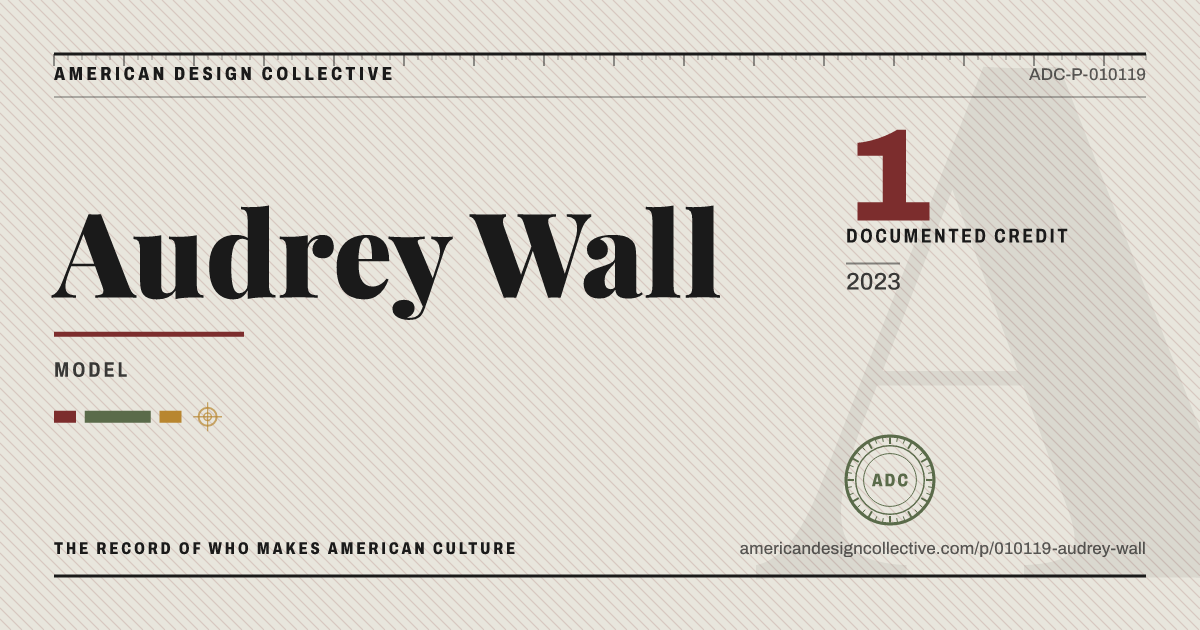 Registry card for Audrey Wall: the ADC seal, Audrey Wall, and how much is on record.