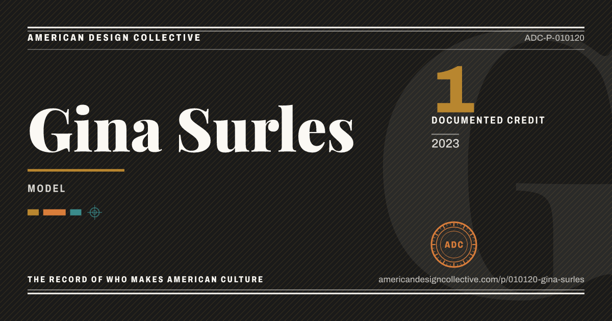 Registry card for Gina Surles: the ADC seal, Gina Surles, and how much is on record.