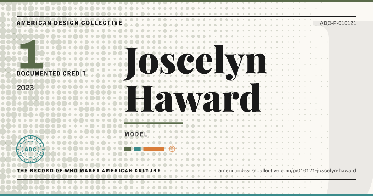 Registry card for Joscelyn Haward: the ADC seal, Joscelyn Haward, and how much is on record.