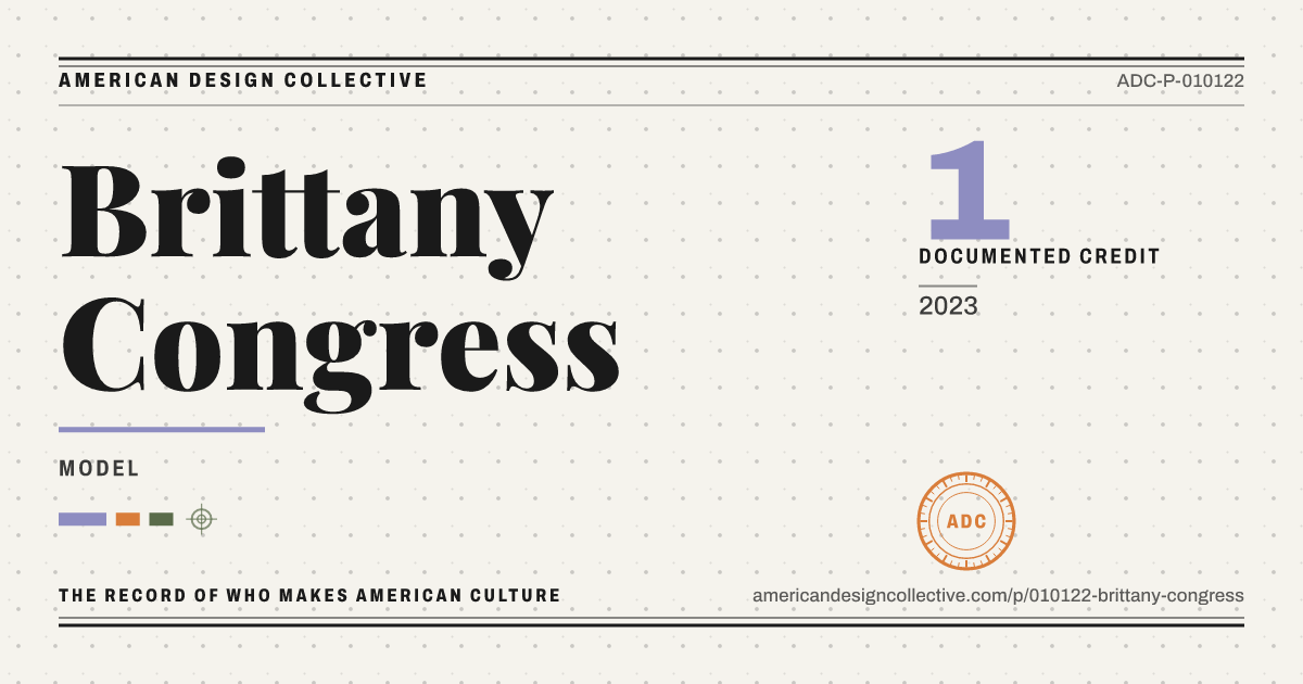 Registry card for Brittany Congress: the ADC seal, Brittany Congress, and how much is on record.