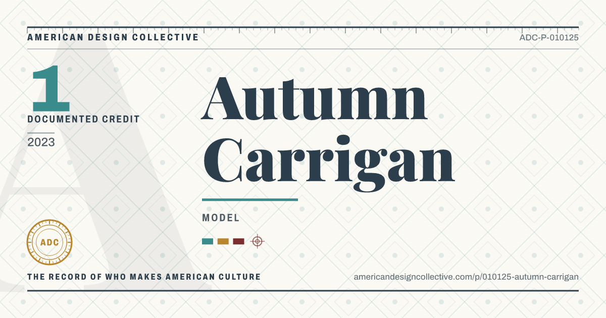 Registry card for Autumn Carrigan: the ADC seal, Autumn Carrigan, and how much is on record.