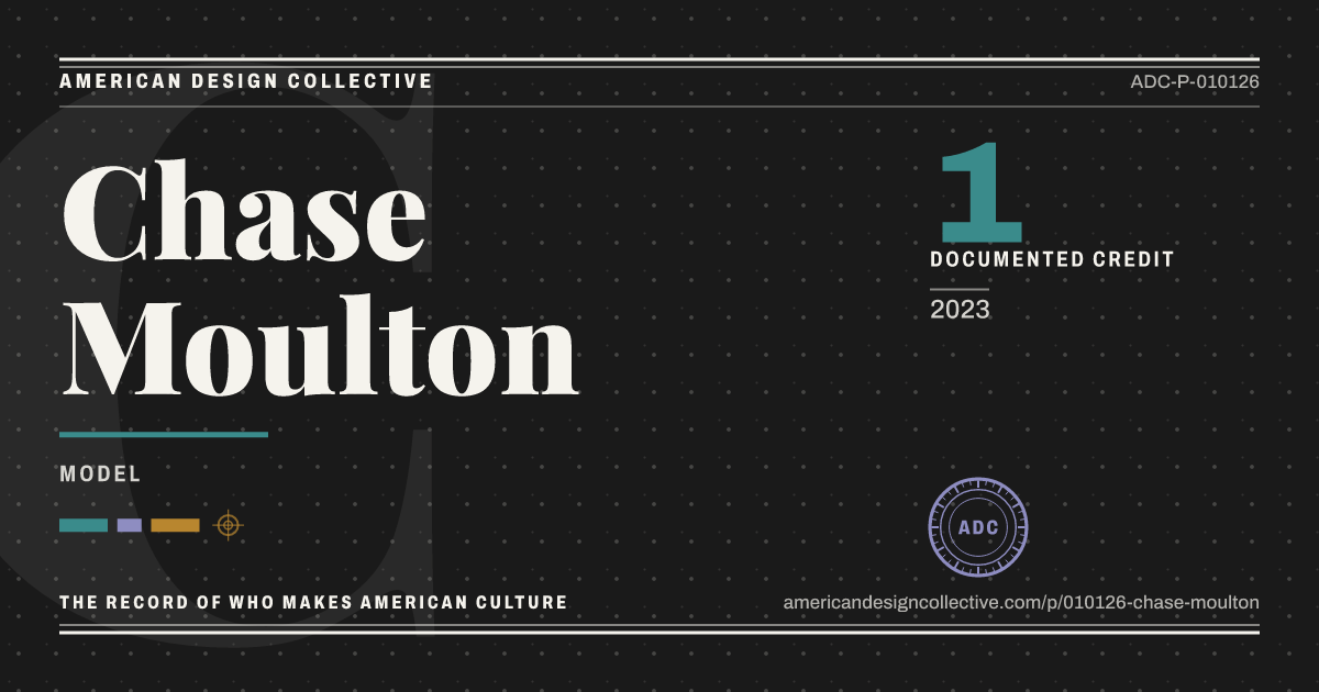 Registry card for Chase Moulton: the ADC seal, Chase Moulton, and how much is on record.