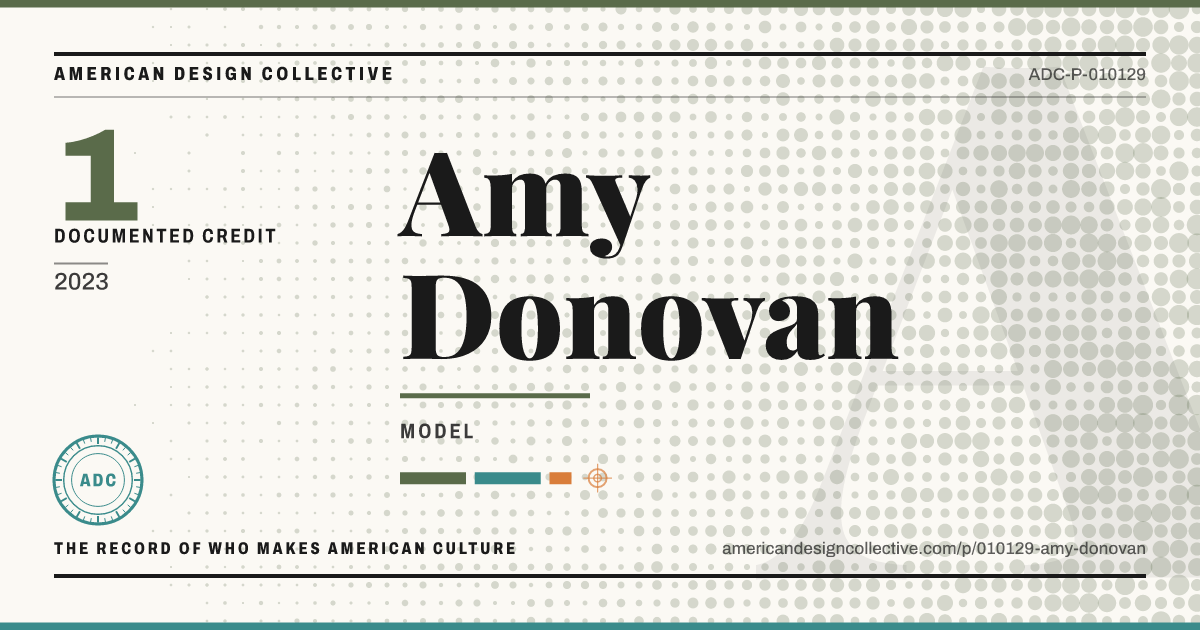 Registry card for Amy Donovan: the ADC seal, Amy Donovan, and how much is on record.