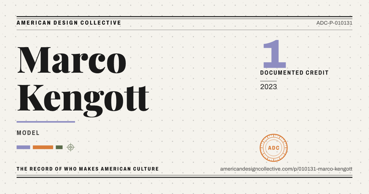 Registry card for Marco Kengott: the ADC seal, Marco Kengott, and how much is on record.
