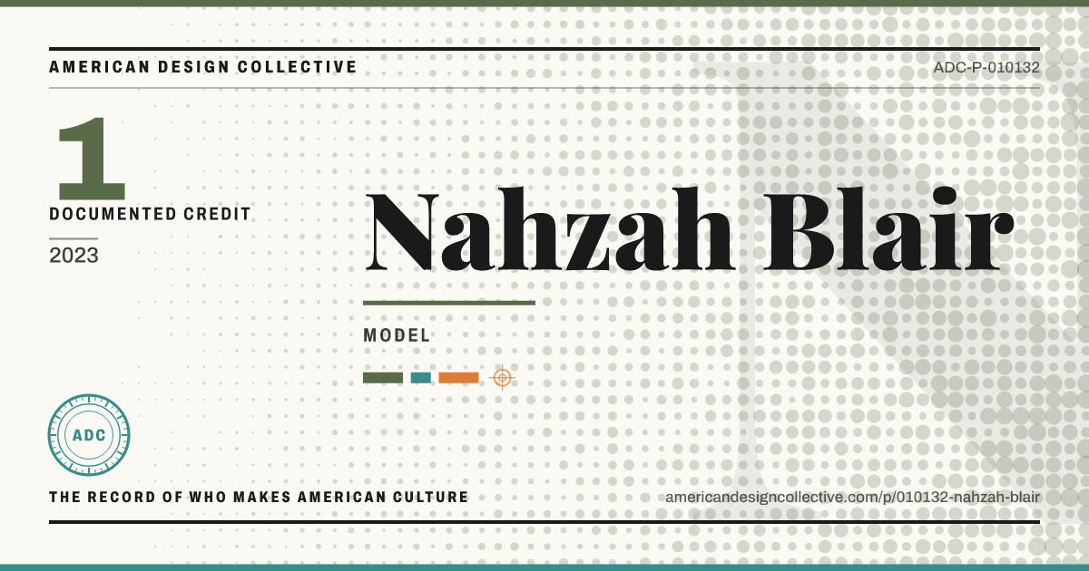 Registry card for Nahzah Blair: the ADC seal, Nahzah Blair, and how much is on record.