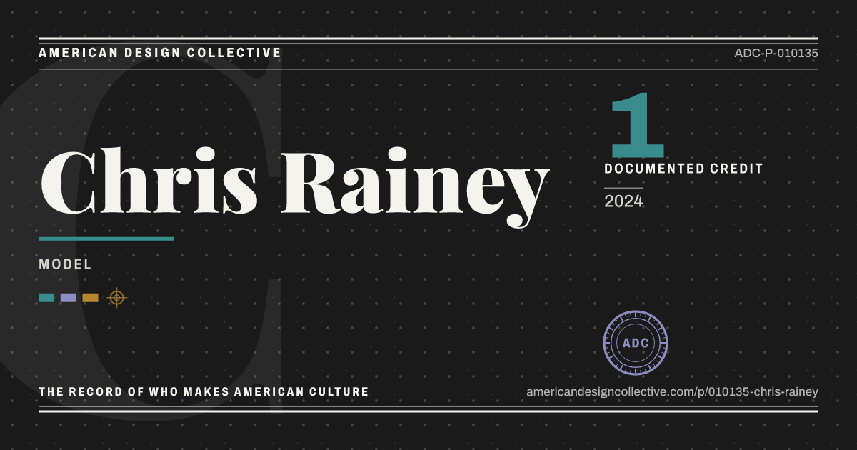 Registry card for Chris Rainey: the ADC seal, Chris Rainey, and how much is on record.