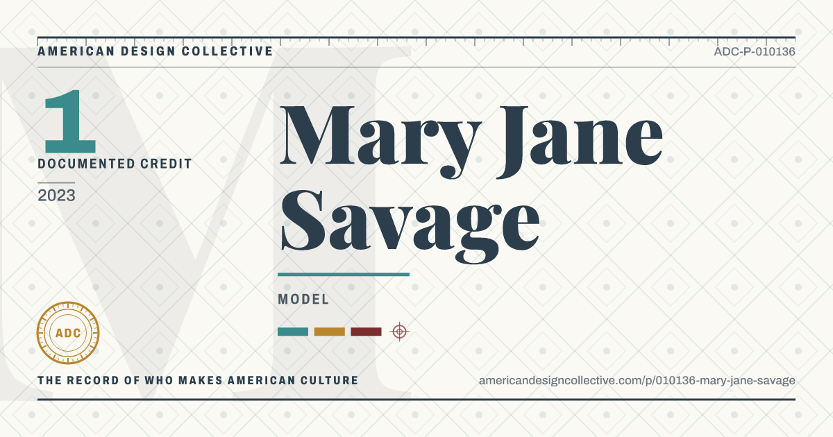 Registry card for Mary Jane Savage: the ADC seal, Mary Jane Savage, and how much is on record.