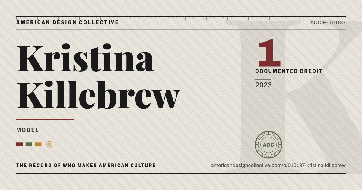 Registry card for Kristina Killebrew: the ADC seal, Kristina Killebrew, and how much is on record.