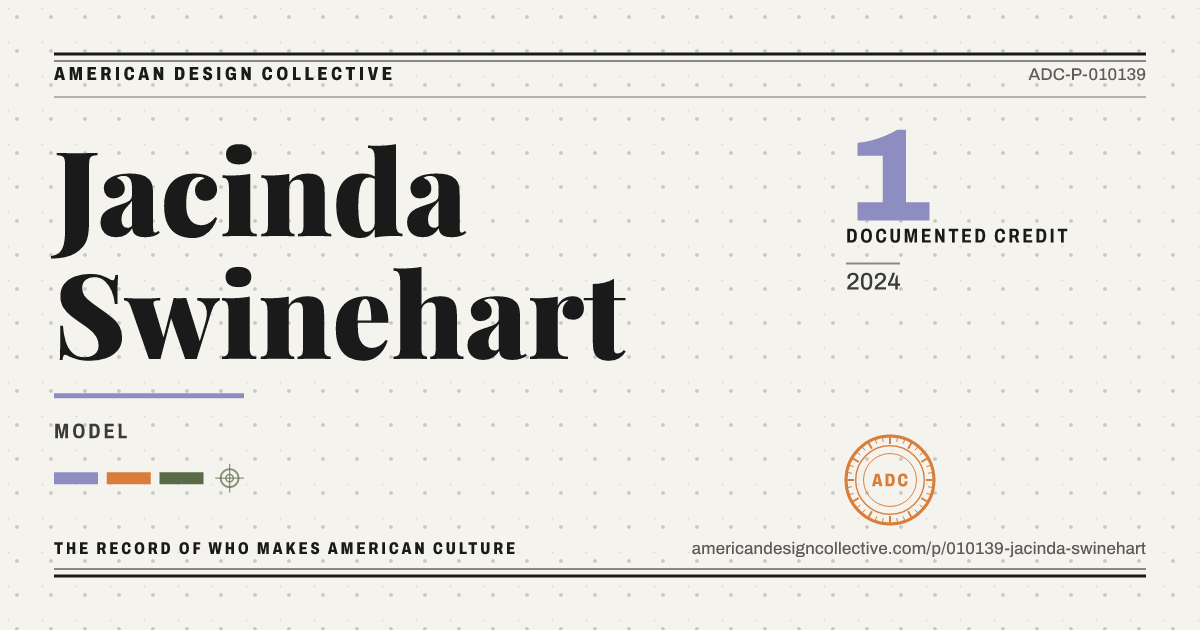 Registry card for Jacinda Swinehart: the ADC seal, Jacinda Swinehart, and how much is on record.