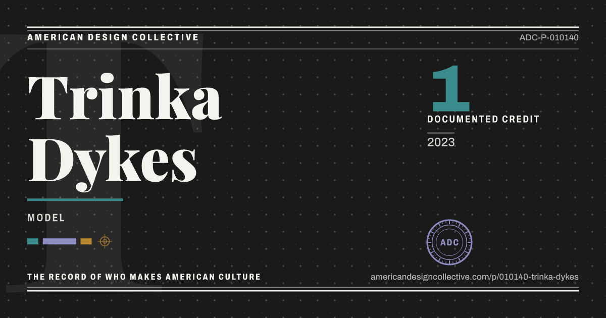 Registry card for Trinka Dykes: the ADC seal, Trinka Dykes, and how much is on record.