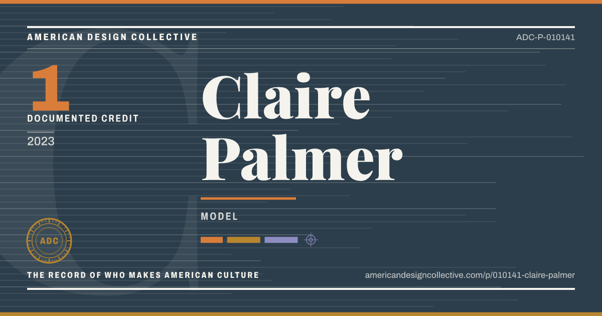 Registry card for Claire Palmer: the ADC seal, Claire Palmer, and how much is on record.