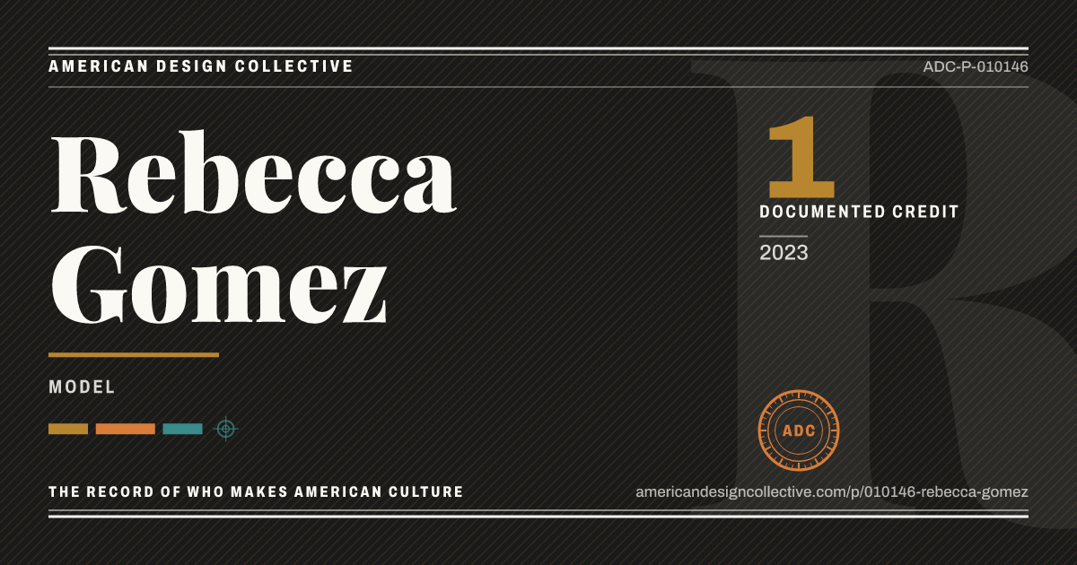 Registry card for Rebecca Gomez: the ADC seal, Rebecca Gomez, and how much is on record.